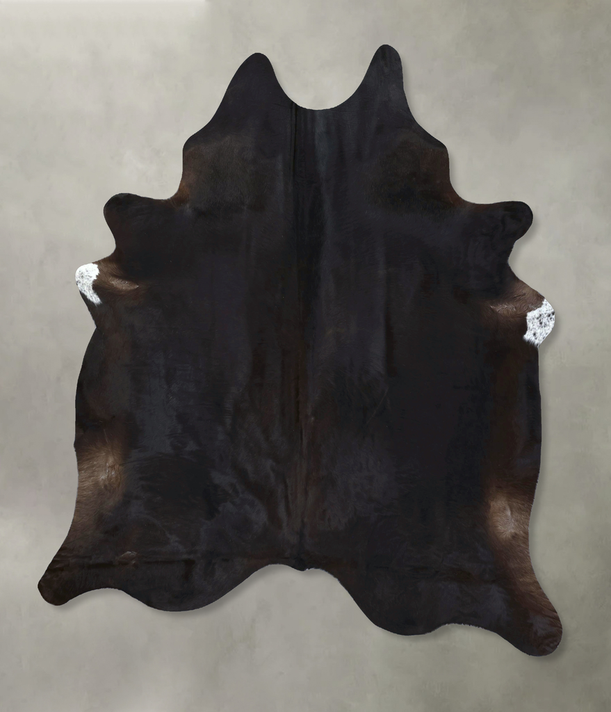 Solid Black XX-Large Brazilian Cowhide Rug 8'1"H x 6'7"W #B20256 by Hudson Hides