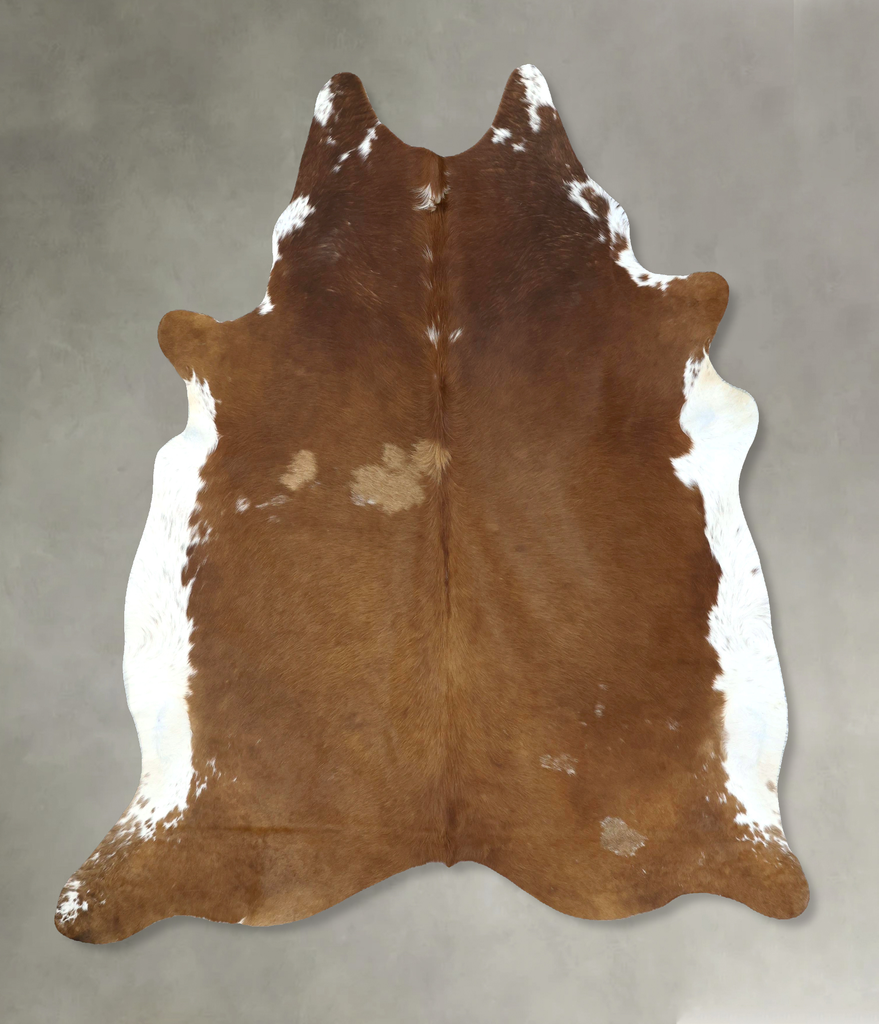 Brown and White Regular XX-Large Brazilian Cowhide Rug 7'8"H x 6'9"W #B20263 by Hudson Hides