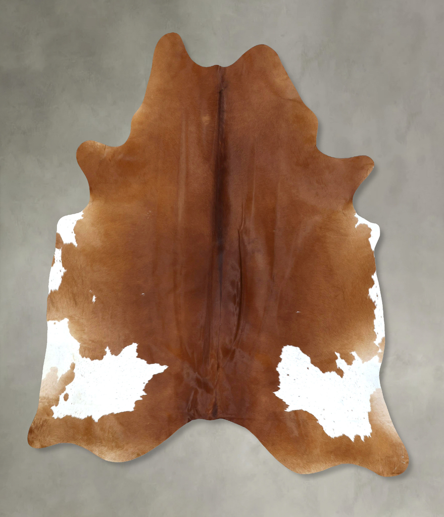 Brown and White Regular XX-Large Brazilian Cowhide Rug 8'0"H x 6'6"W #B20272 by Hudson Hides