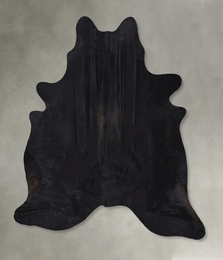 Solid Black XX-Large Brazilian Cowhide Rug 7'8"H x 6'11"W #B20275 by Hudson Hides