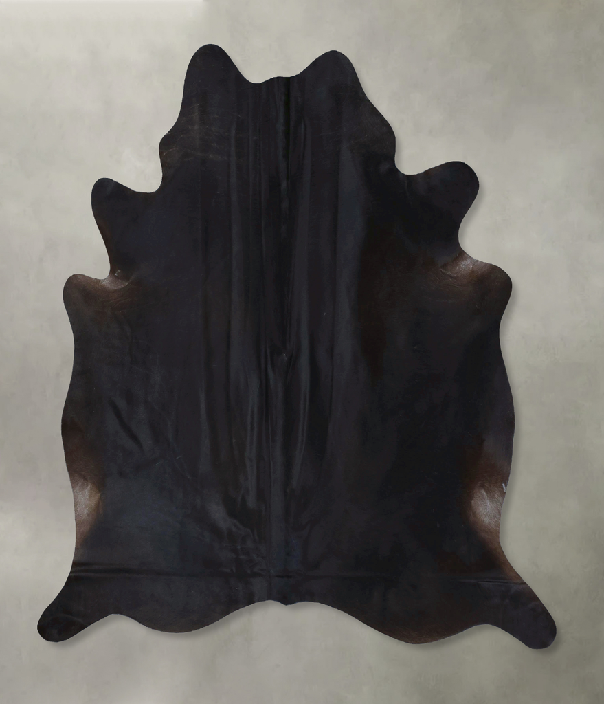 Solid Black XX-Large Brazilian Cowhide Rug 7'8"H x 6'10"W #B20294 by Hudson Hides