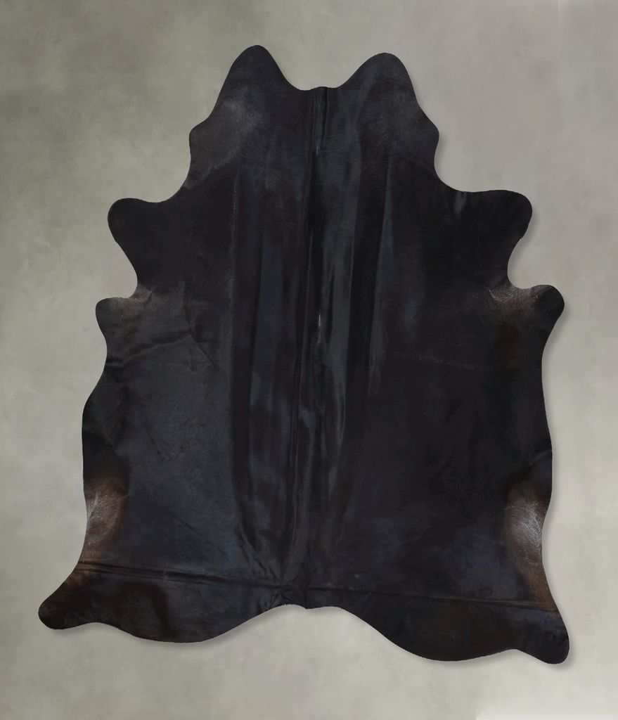 Solid Black XX-Large Brazilian Cowhide Rug 7'10"H x 6'9"W #B20305 by Hudson Hides