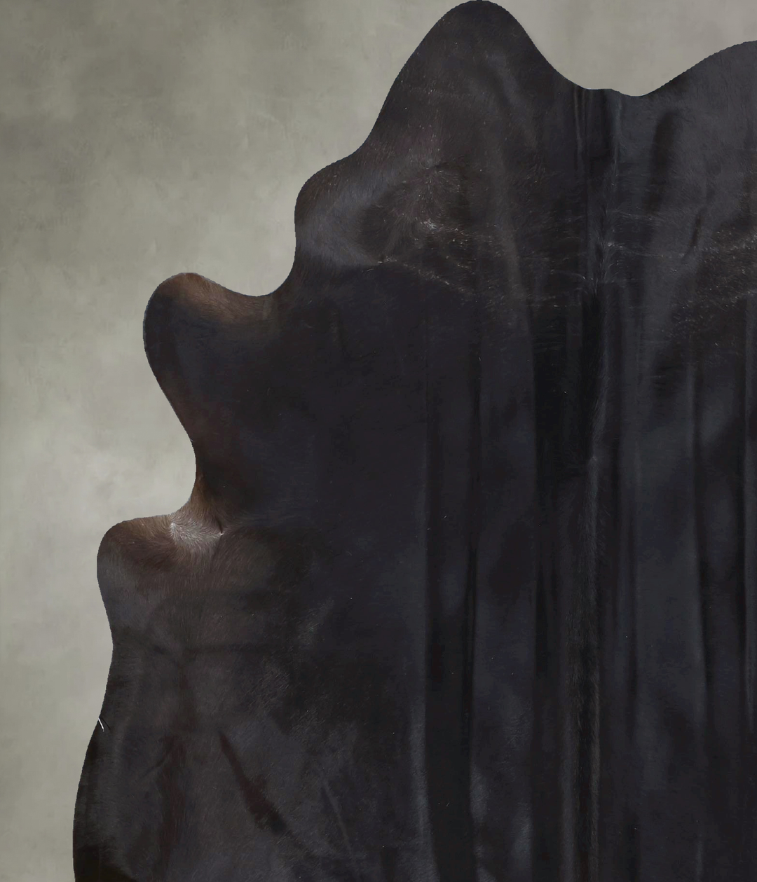 Solid Black X-Large Brazilian Cowhide Rug 7'5"H x 6'2"W #B20314 by Hud