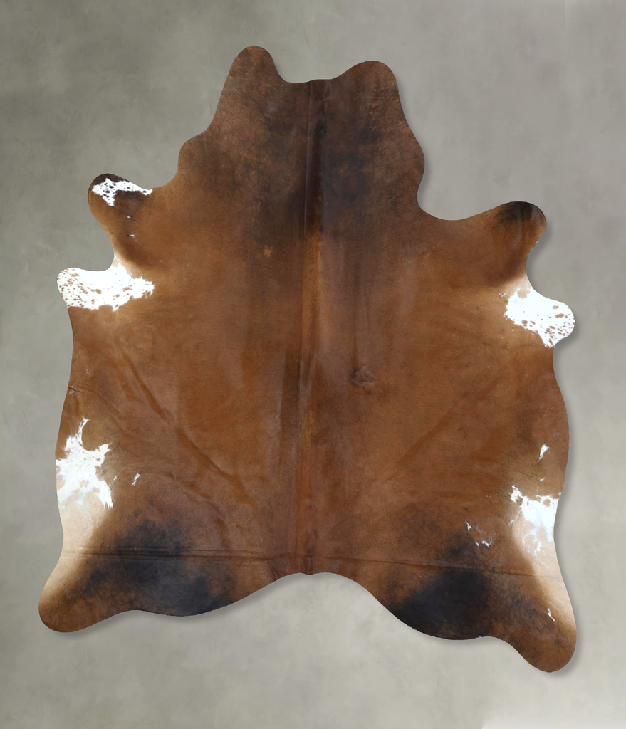 Brown and White Regular X-Large Brazilian Cowhide Rug 7'5"H x 6'4"W #B20324 by Hudson Hides