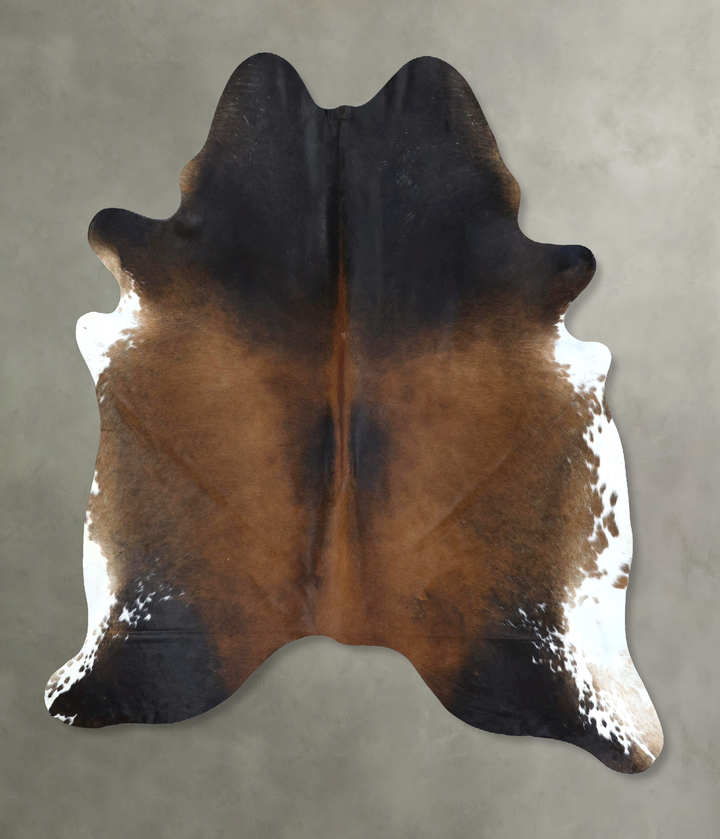 Chocolate and White X-Large Brazilian Cowhide Rug 7'4"H x 6'4"W #B20325 by Hudson Hides
