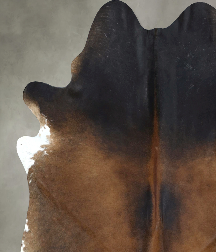 Chocolate and White X-Large Brazilian Cowhide Rug 7'4"H x 6'4"W #B20325 by Hudson Hides