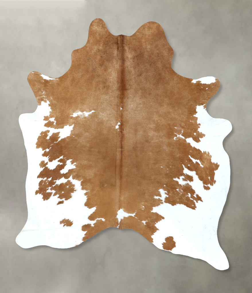 Beige and White X-Large Brazilian Cowhide Rug 7'6"H x 6'6"W #B20345 by Hudson Hides