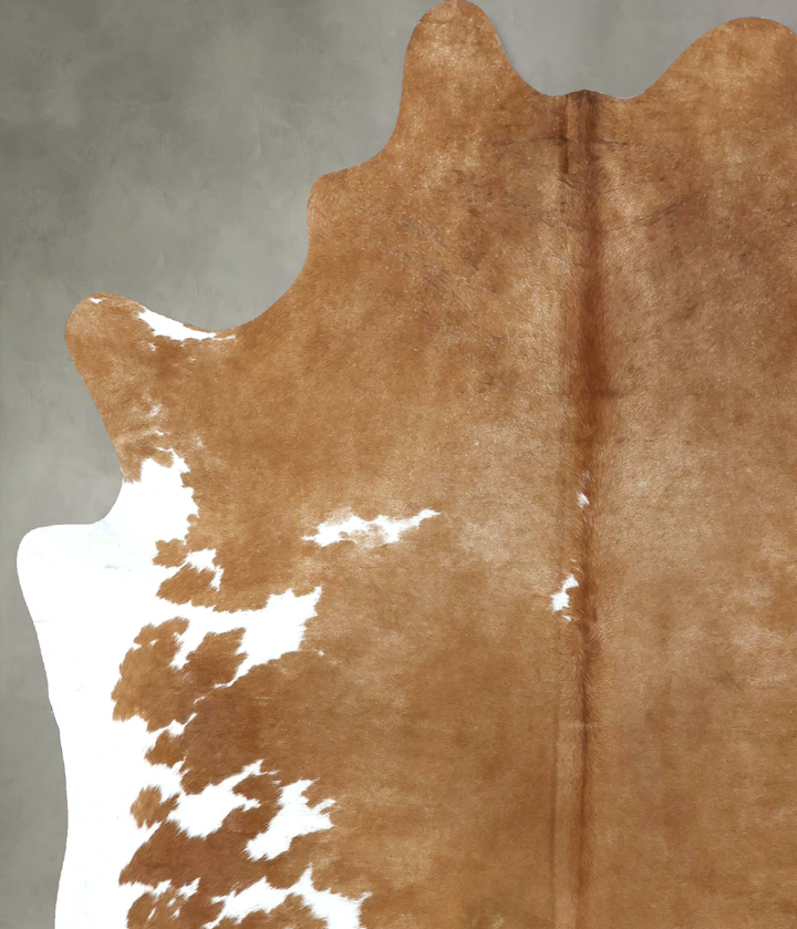 Beige and White X-Large Brazilian Cowhide Rug 7'6"H x 6'6"W #B20345 by Hudson Hides