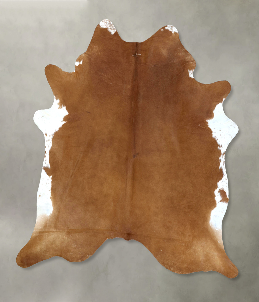Brown and White Regular XX-Large Brazilian Cowhide Rug 8'1"H x 6'11"W #B20347 by Hudson Hides