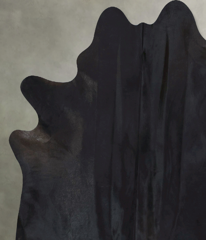 Solid Black X-Large Brazilian Cowhide Rug 7'4"H x 6'4"W #B20349 by Hudson Hides