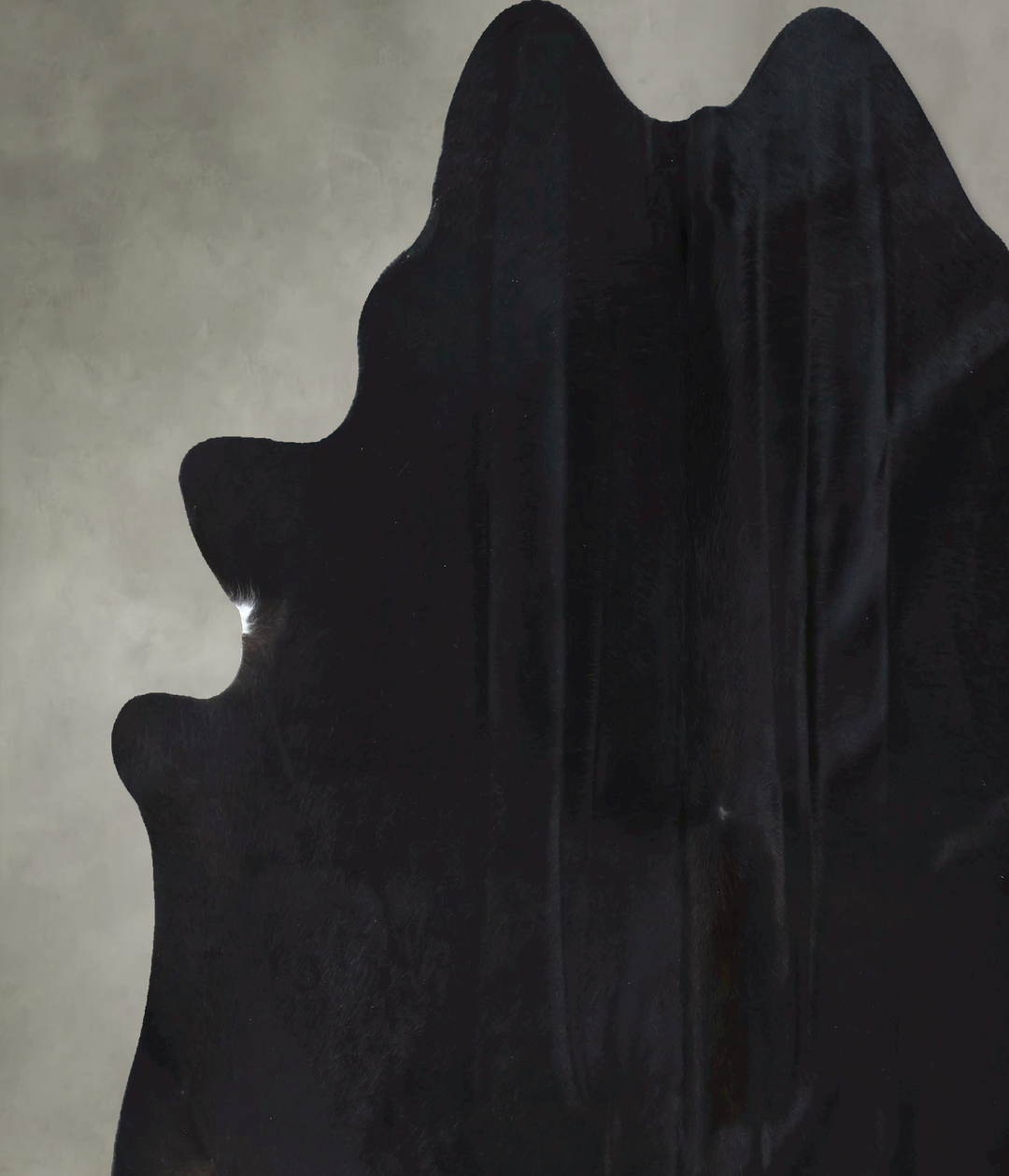 Solid Black X-Large Brazilian Cowhide Rug 7'0"H x 7'2"W #B20352 by Hud