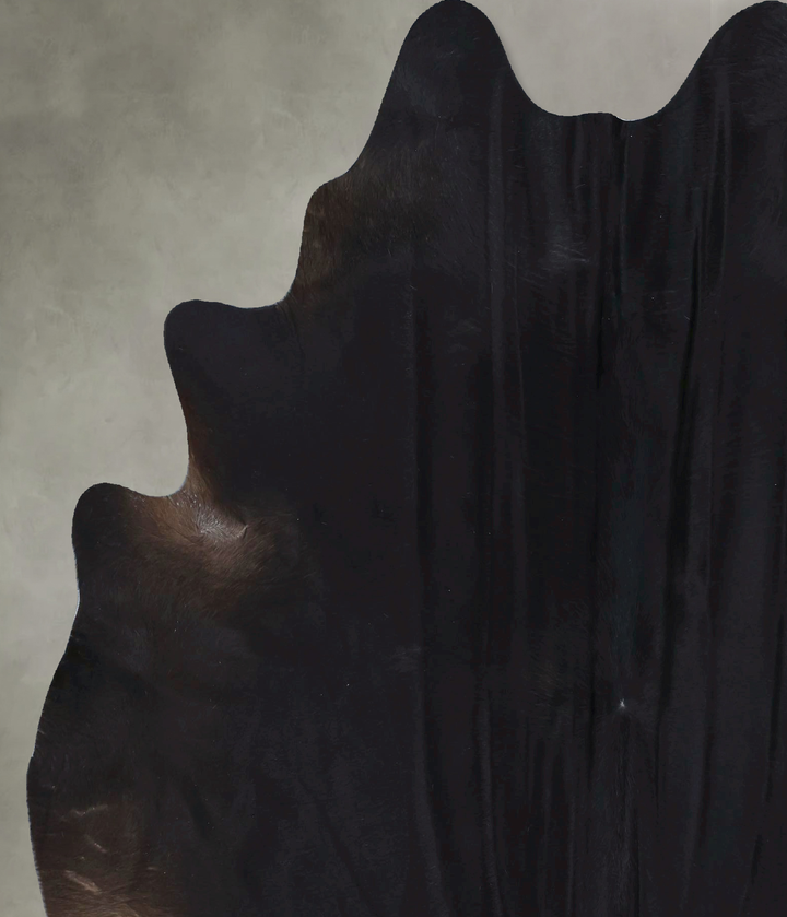 Solid Black X-Large Brazilian Cowhide Rug 7'0"H x 6'1"W #B20354 by Hudson Hides