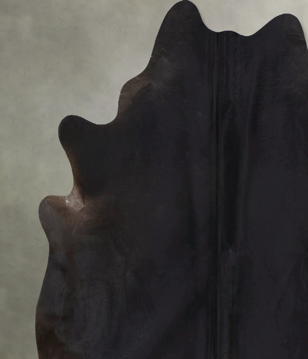 Solid Black X-Large Brazilian Cowhide Rug 7'4"H x 6'9"W #B20358 by Hud