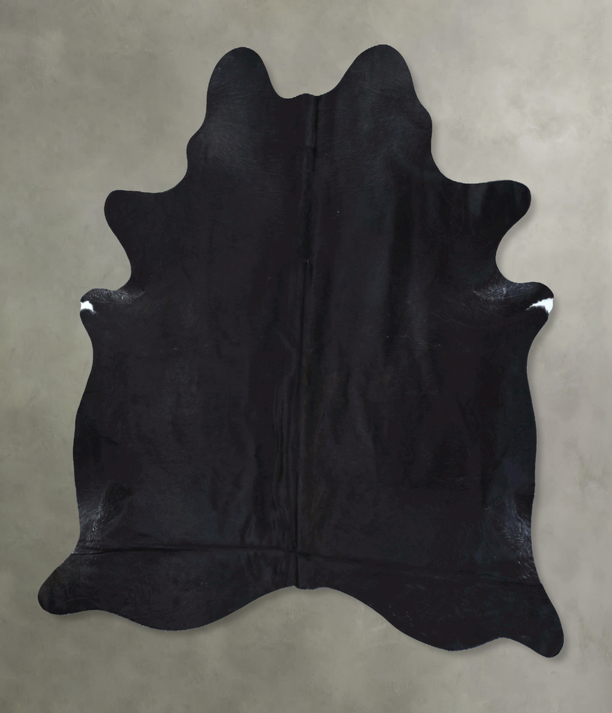 Solid Black XX-Large Brazilian Cowhide Rug 7'7"H x 6'8"W #B20368 by Hudson Hides