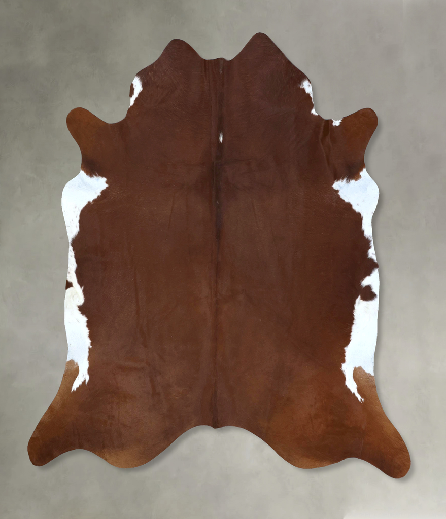 Brown and White Regular X-Large Brazilian Cowhide Rug 7'0"H x 6'8"W #B20377 by Hudson Hides