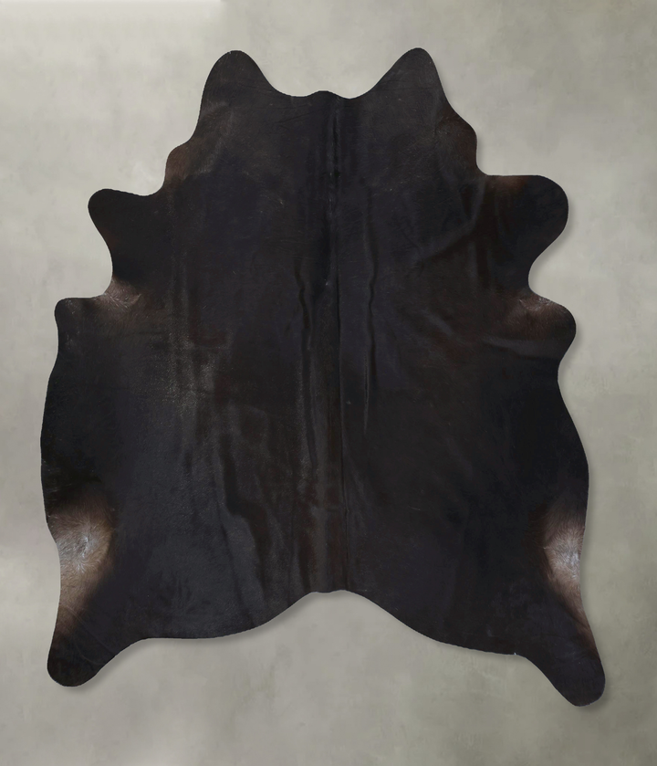 Solid Black X-Large Brazilian Cowhide Rug 7'4"H x 6'4"W #B20387 by Hudson Hides