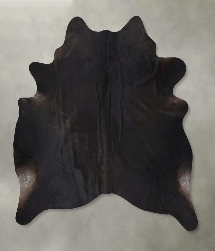 Solid Black X-Large Brazilian Cowhide Rug 7'4"H x 6'4"W #B20387 by Hudson Hides