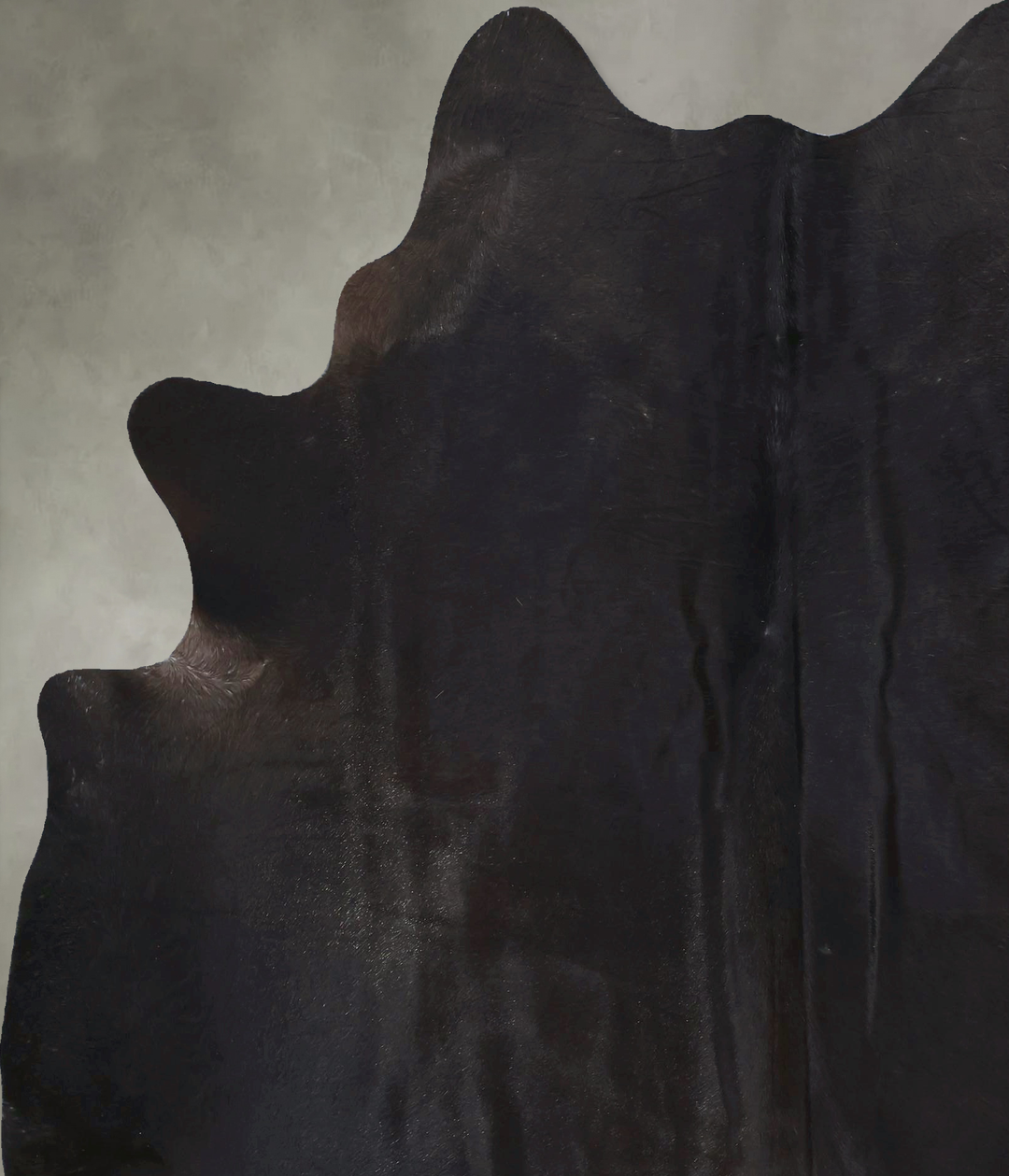 Solid Black X-Large Brazilian Cowhide Rug 7'4"H x 6'4"W #B20387 by Hud