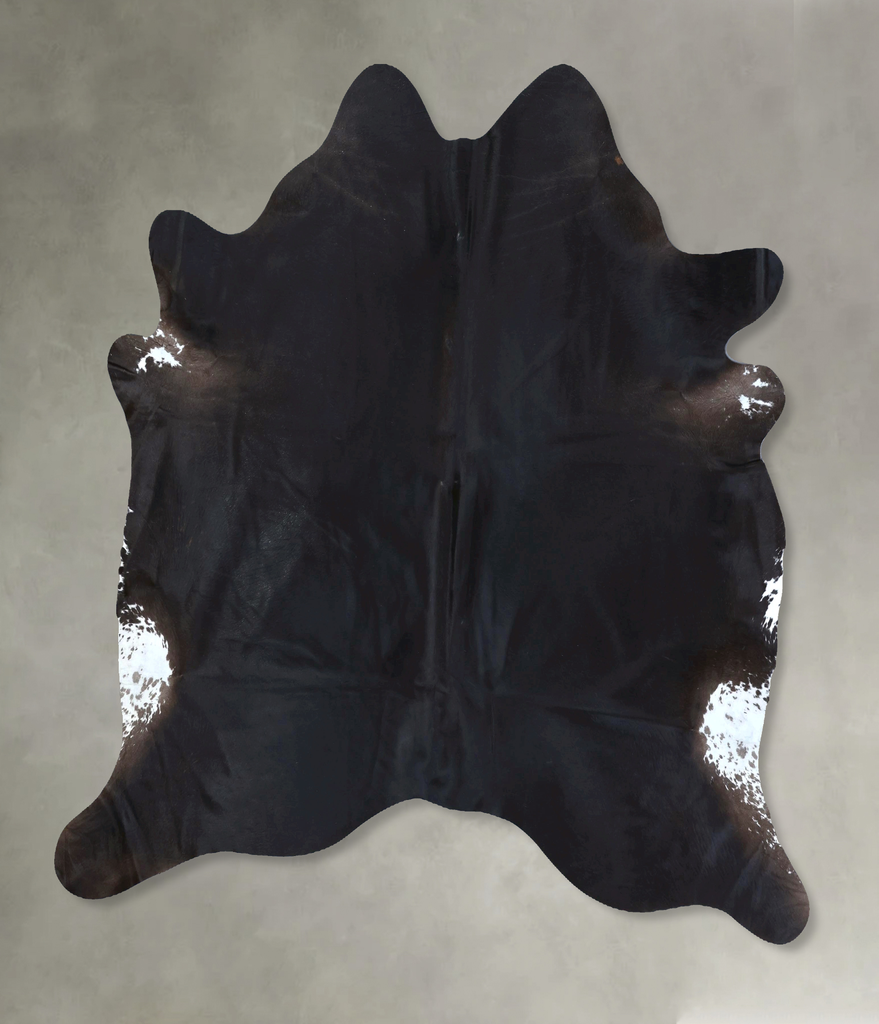 Solid Black X-Large Brazilian Cowhide Rug 7'2"H x 6'11"W #B20397 by Hudson Hides