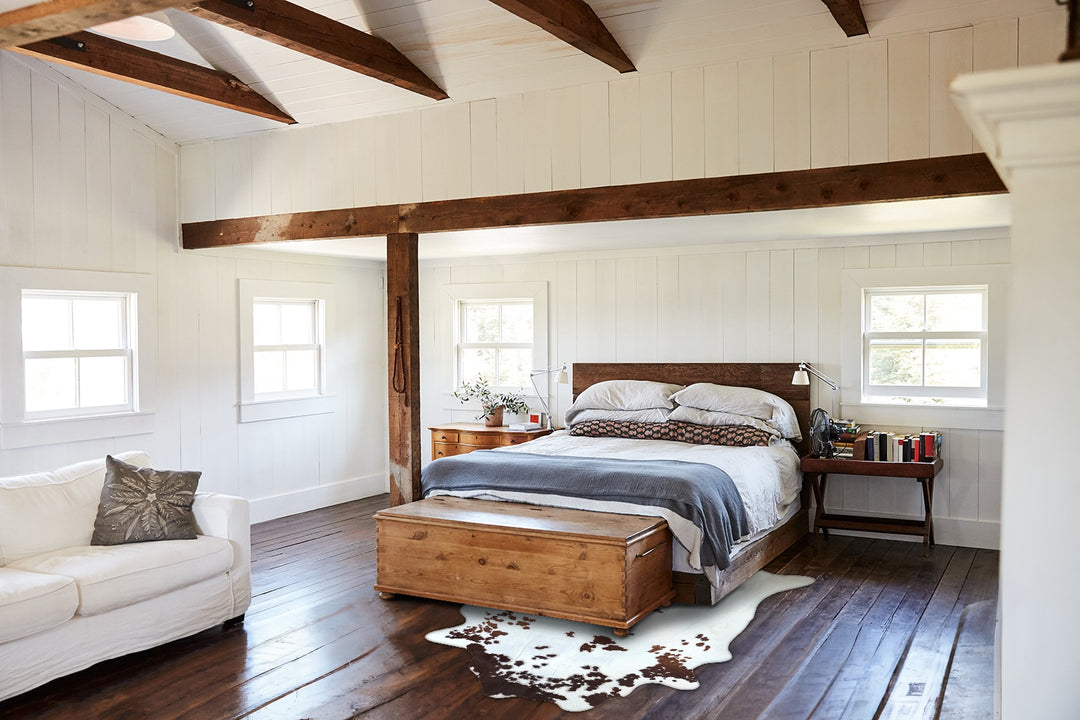 Chocolate and White X-Large Brazilian Cowhide Rug 7'7"H x 5'10"W #B204