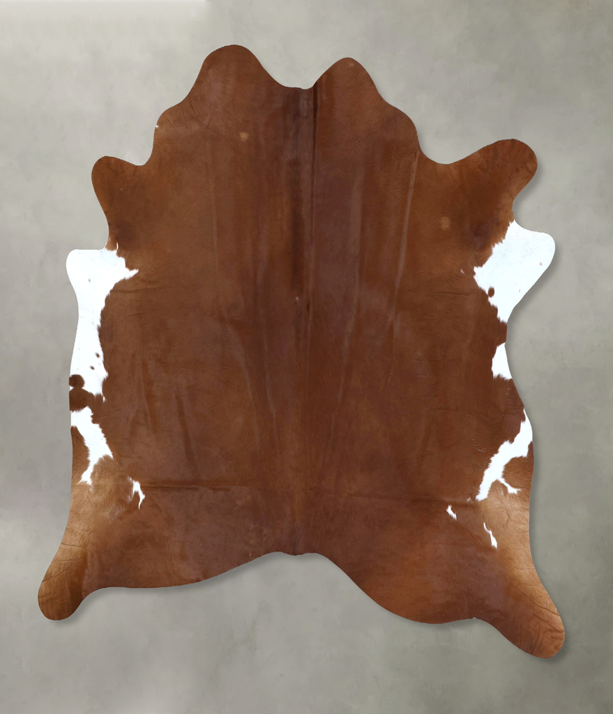 Brown and White Regular XX-Large Brazilian Cowhide Rug 7'11"H x 7'3"W #B20424 by Hudson Hides