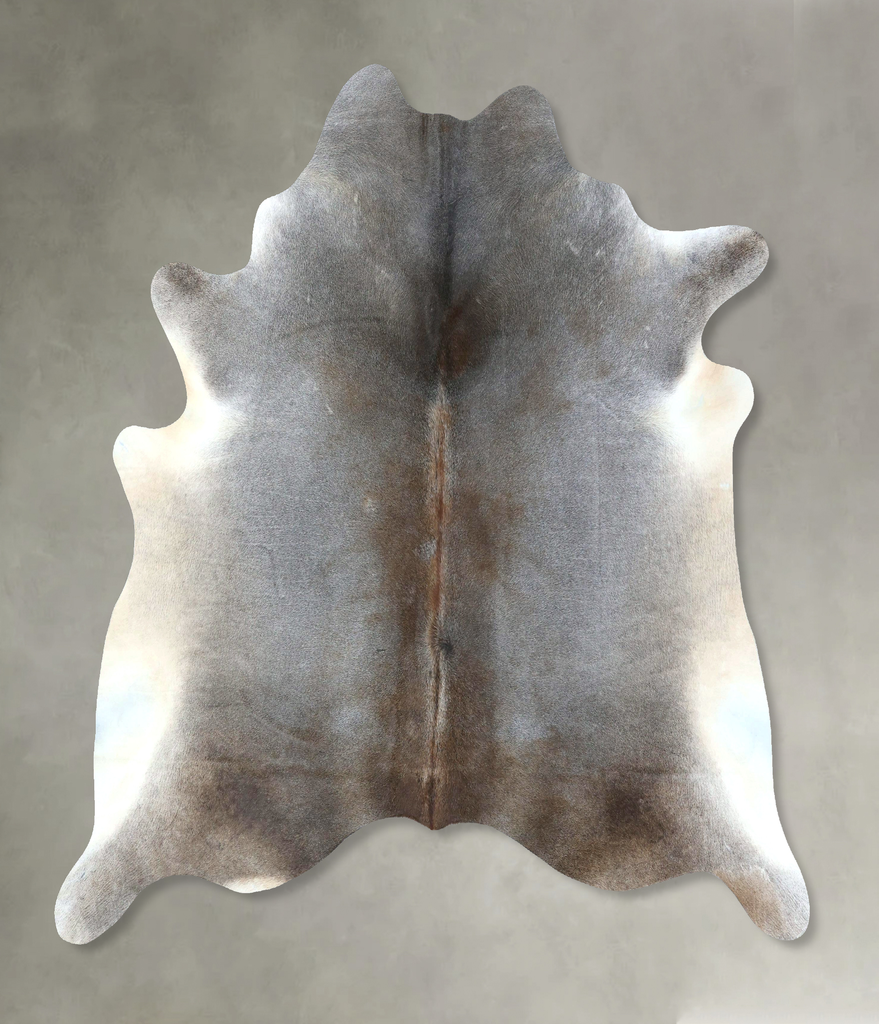 Grey with Beige X-Large Brazilian Cowhide Rug 7'6"H x 6'7"W #B20458 by Hudson Hides
