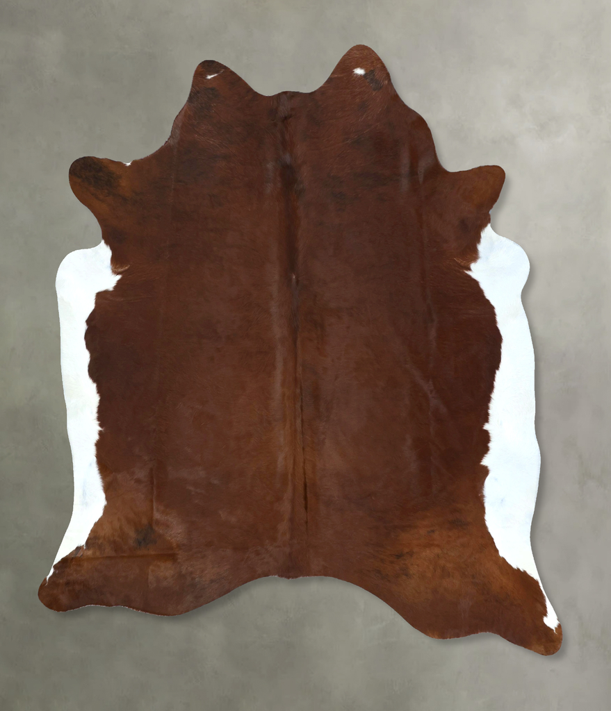 Brown and White Regular X-Large Brazilian Cowhide Rug 7'3"H x 6'7"W #B20460 by Hudson Hides