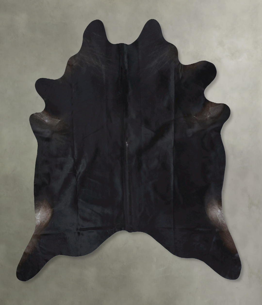 Solid Black X-Large Brazilian Cowhide Rug 7'5"H x 6'8"W #B20461 by Hud