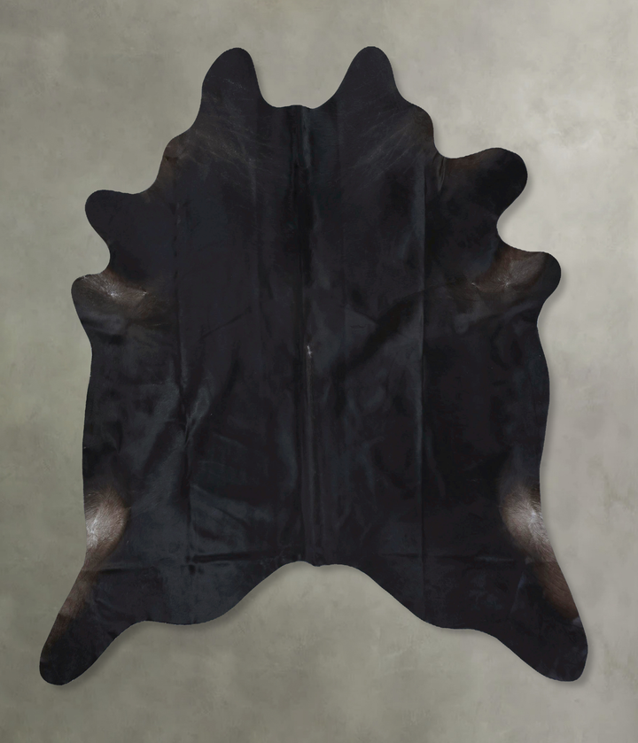 Solid Black X-Large Brazilian Cowhide Rug 7'5"H x 6'8"W #B20461 by Hudson Hides