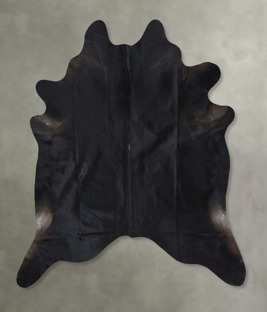 Solid Black X-Large Brazilian Cowhide Rug 7'5"H x 6'8"W #B20461 by Hudson Hides