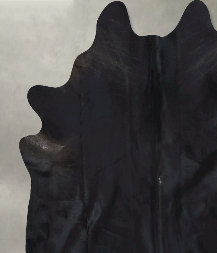 Solid Black X-Large Brazilian Cowhide Rug 7'5"H x 6'8"W #B20461 by Hudson Hides