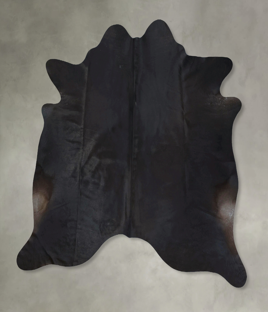 Solid Black X-Large Brazilian Cowhide Rug 7'0"H x 6'5"W #B20465 by Hudson Hides