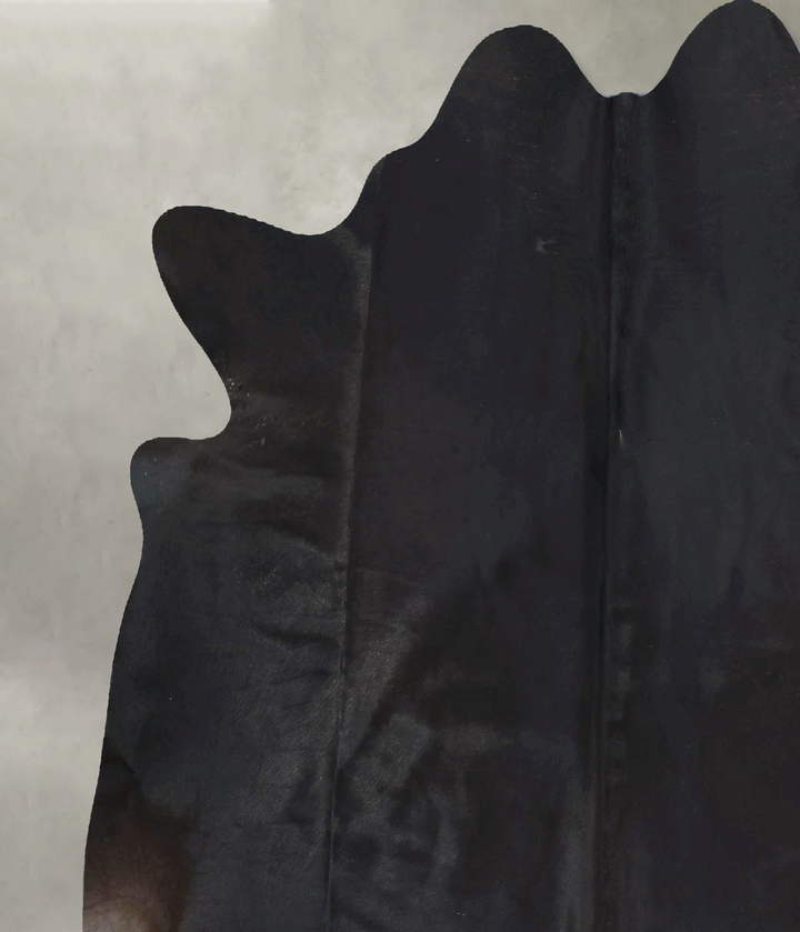 Solid Black X-Large Brazilian Cowhide Rug 7'0"H x 6'5"W #B20465 by Hudson Hides