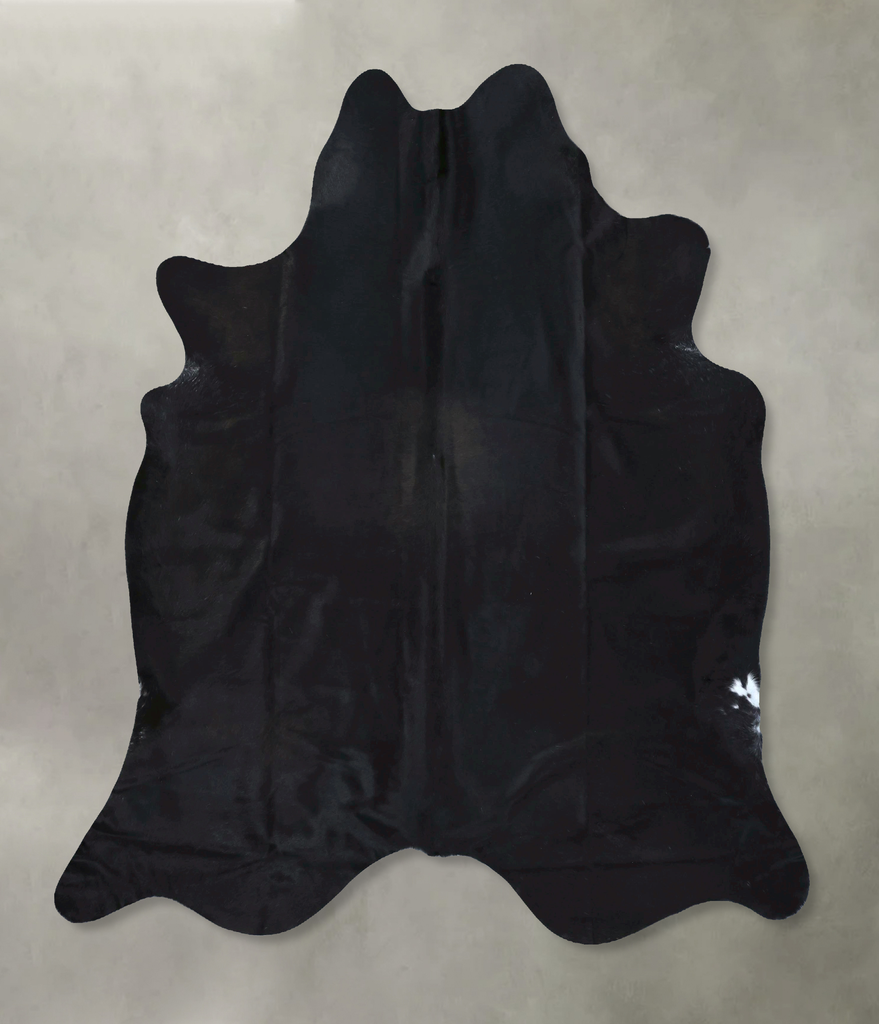 Solid Black XX-Large Brazilian Cowhide Rug 7'6"H x 6'8"W #B20467 by Hudson Hides