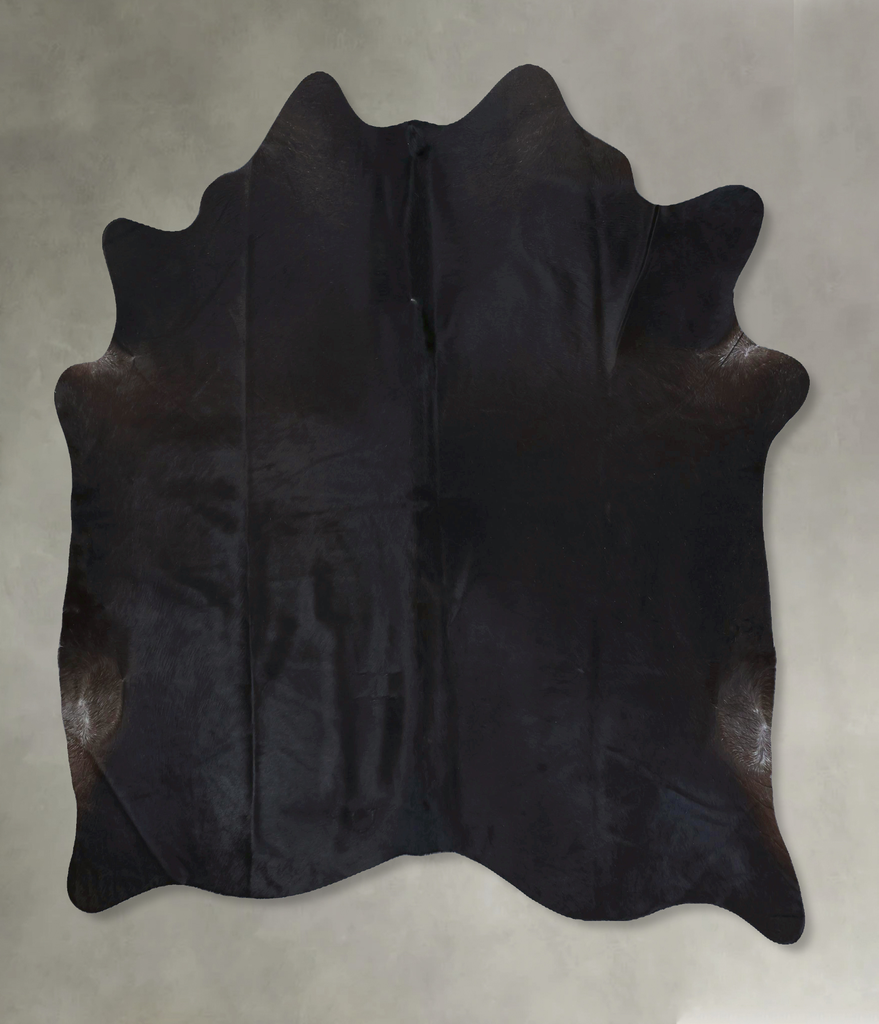 Solid Black X-Large Brazilian Cowhide Rug 7'1"H x 6'5"W #B20470 by Hudson Hides
