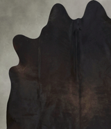 Solid Black X-Large Brazilian Cowhide Rug 7'0"H x 6'6"W #B20471 by Hudson Hides