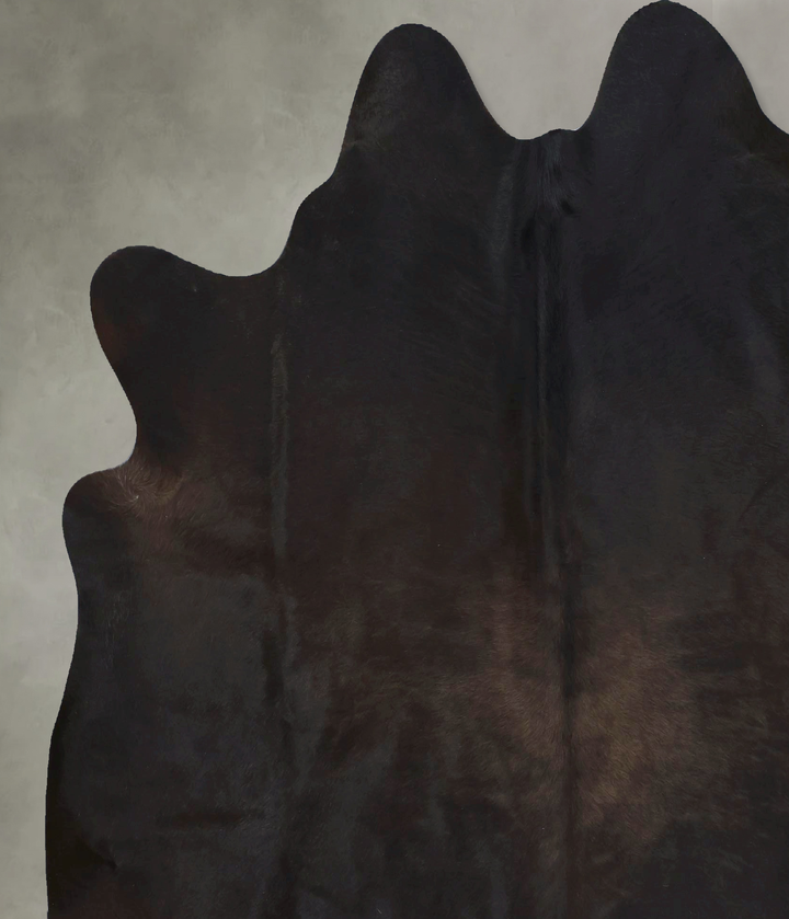 Solid Black X-Large Brazilian Cowhide Rug 7'0"H x 6'6"W #B20471 by Hudson Hides