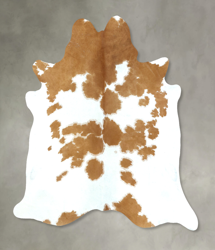 Beige and White XX-Large Brazilian Cowhide Rug 7'7"H x 7'2"W #B20472 by Hudson Hides