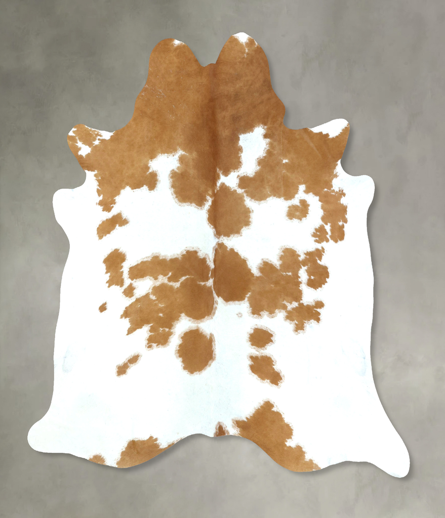 Beige and White XX-Large Brazilian Cowhide Rug 7'7"H x 7'2"W #B20472 by Hudson Hides