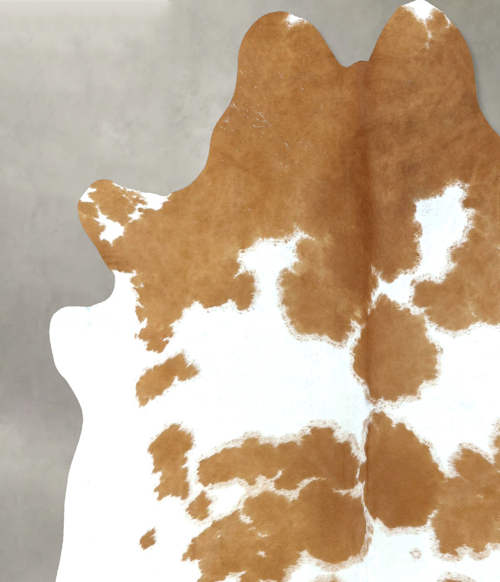 Beige and White XX-Large Brazilian Cowhide Rug 7'7"H x 7'2"W #B20472 by Hudson Hides