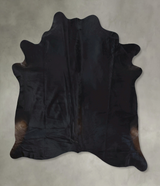 Solid Black X-Large Brazilian Cowhide Rug 7'7"H x 6'2"W #B20475 by Hudson Hides