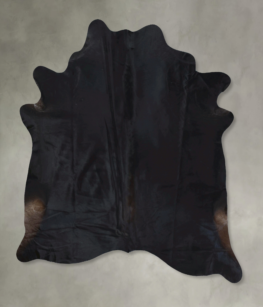 Solid Black X-Large Brazilian Cowhide Rug 7'7"H x 6'2"W #B20475 by Hudson Hides