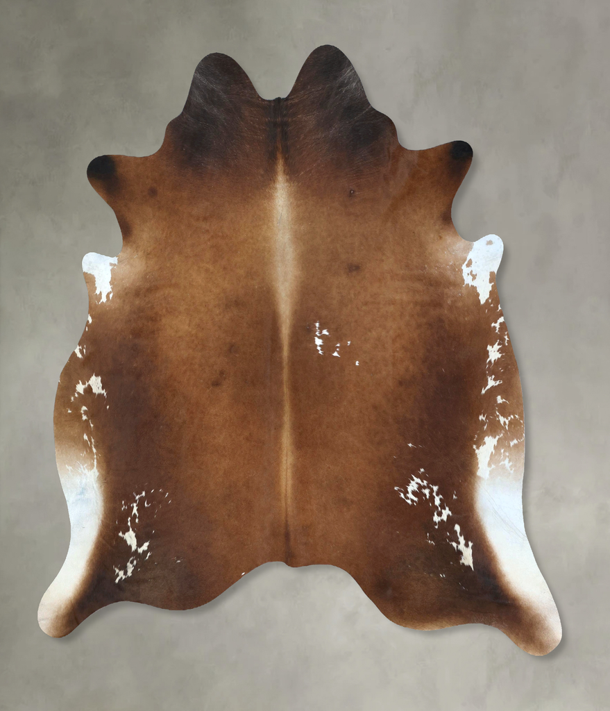 Brown and White Regular X-Large Brazilian Cowhide Rug 7'3"H x 6'7"W #B20476 by Hudson Hides