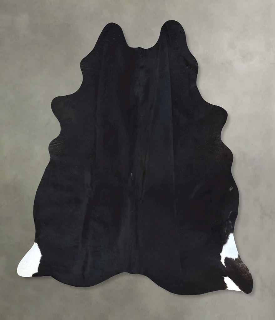 Solid Black X-Large Brazilian Cowhide Rug 7'10"H x 6'2"W #B20483 by Hudson Hides