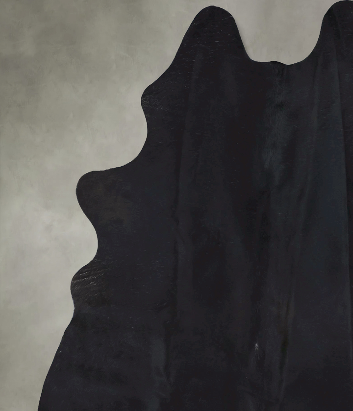 Solid Black X-Large Brazilian Cowhide Rug 7'10"H x 6'2"W #B20483 by Hudson Hides