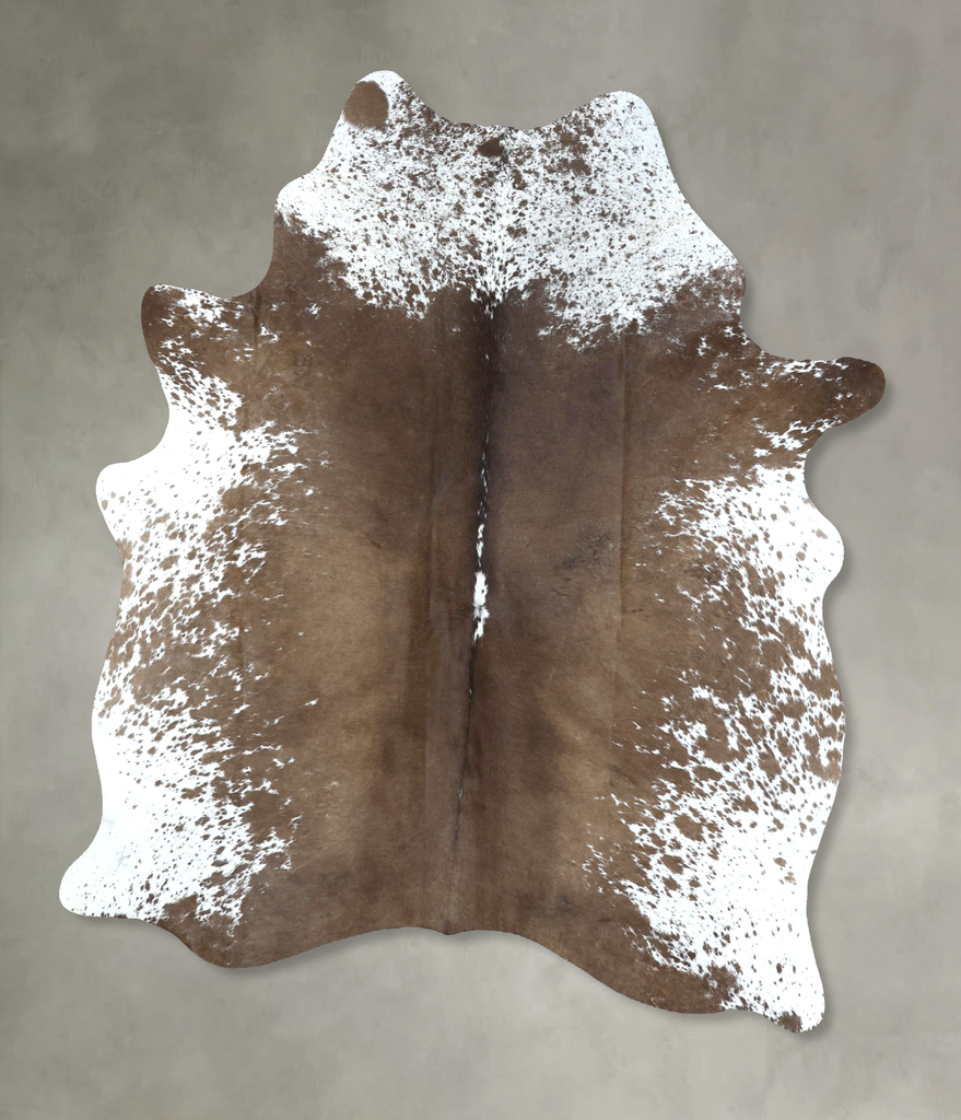 Chocolate and White X-Large Brazilian Cowhide Rug 7'2"H x 6'1"W #B20484 by Hudson Hides