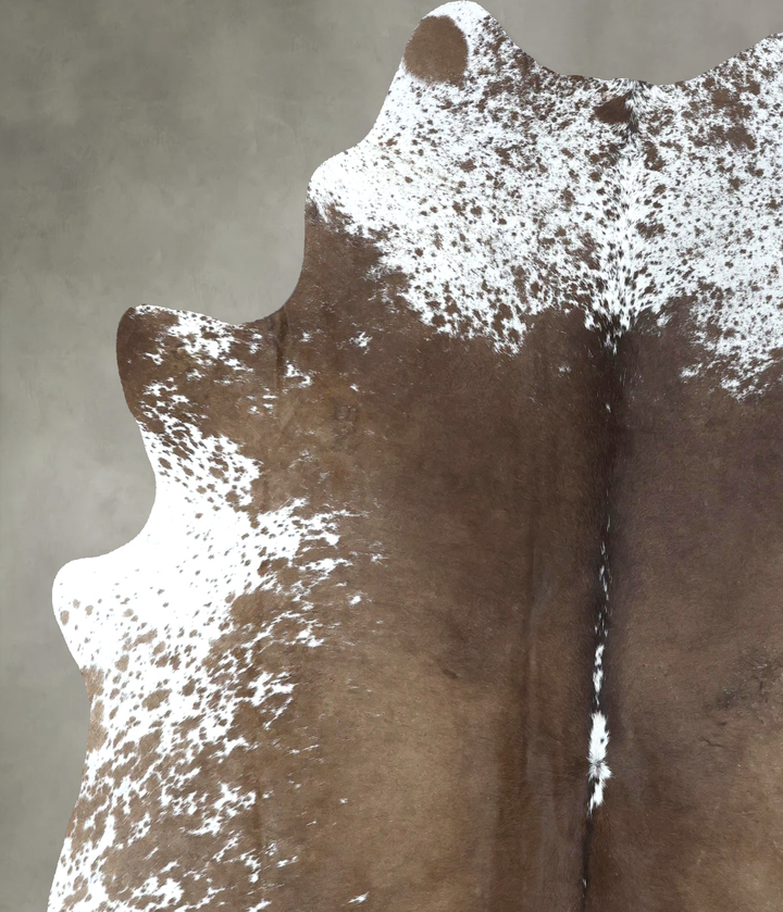 Chocolate and White X-Large Brazilian Cowhide Rug 7'2"H x 6'1"W #B20484 by Hudson Hides
