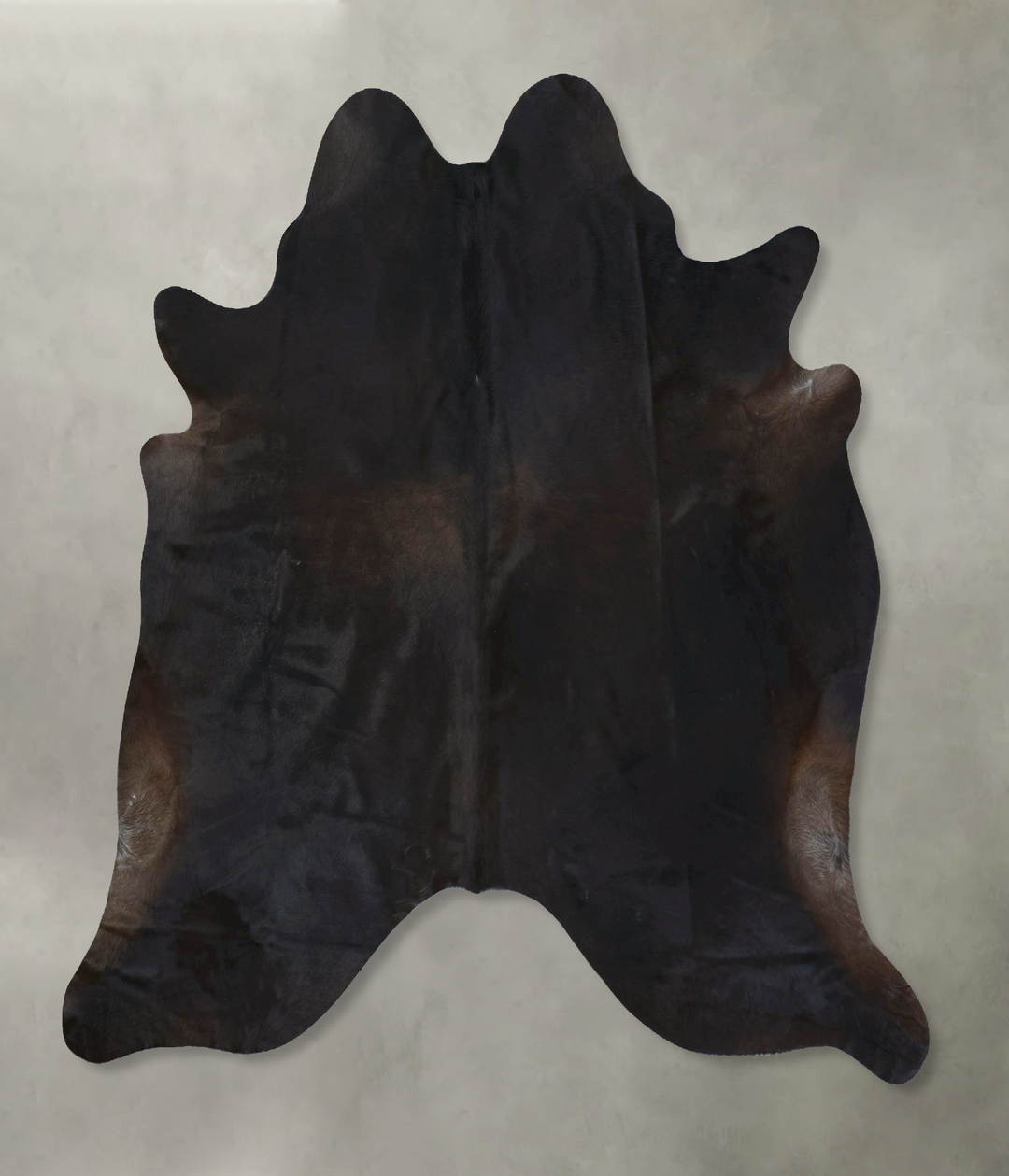 Solid Black X-Large Brazilian Cowhide Rug 7'2"H x 6'9"W #B20485 by Hud