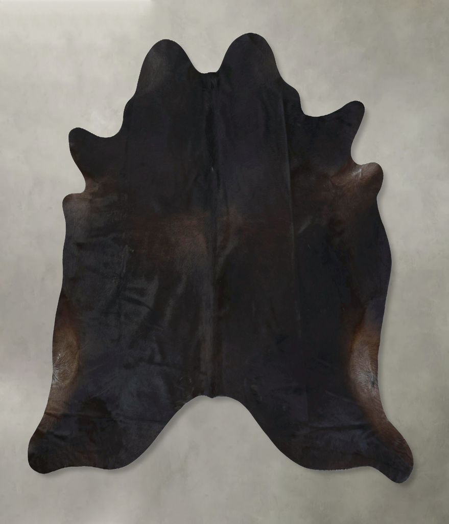Solid Black X-Large Brazilian Cowhide Rug 7'2"H x 6'9"W #B20485 by Hudson Hides