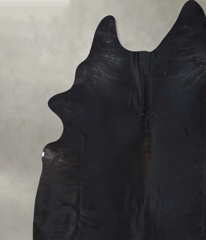 Solid Black XX-Large Brazilian Cowhide Rug 8'9"H x 7'3"W #B20490 by Hudson Hides